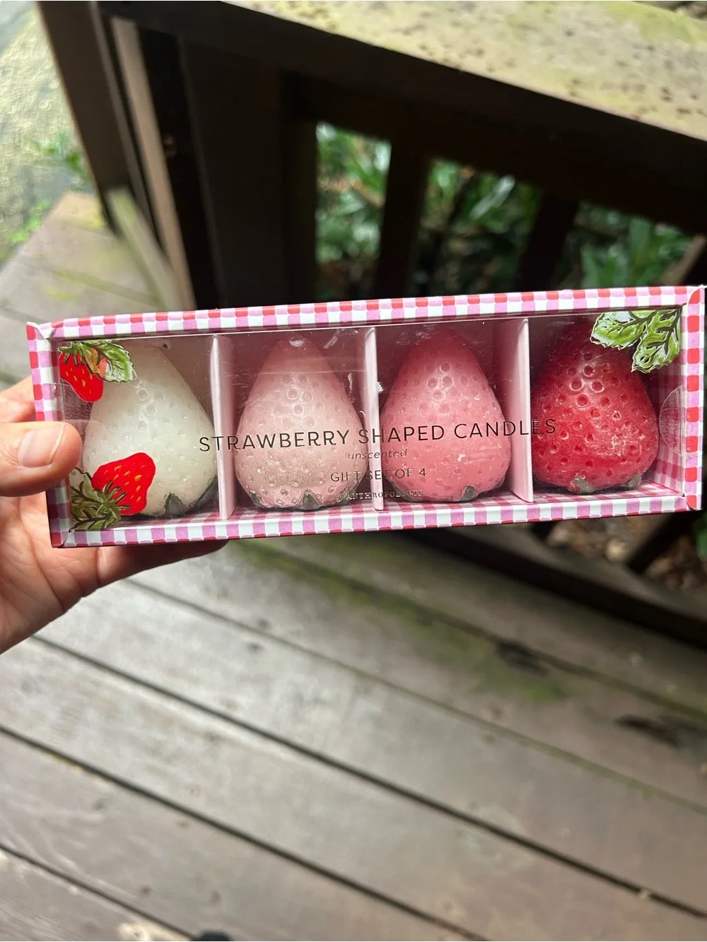 Anthropologie Pink & Red Strawberry Candle Set